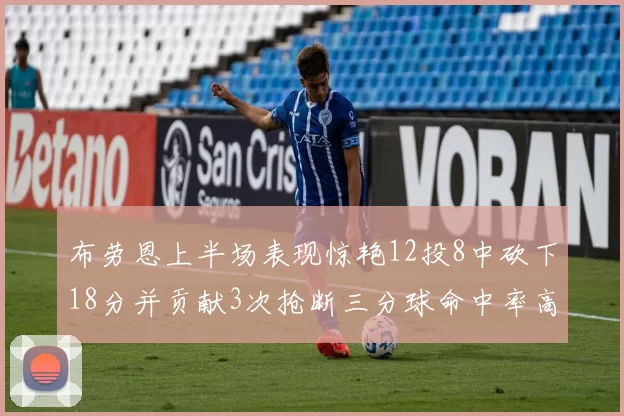 布劳恩上半场表现惊艳12投8中砍下18分并贡献3次抢断三分球命中率高达50
